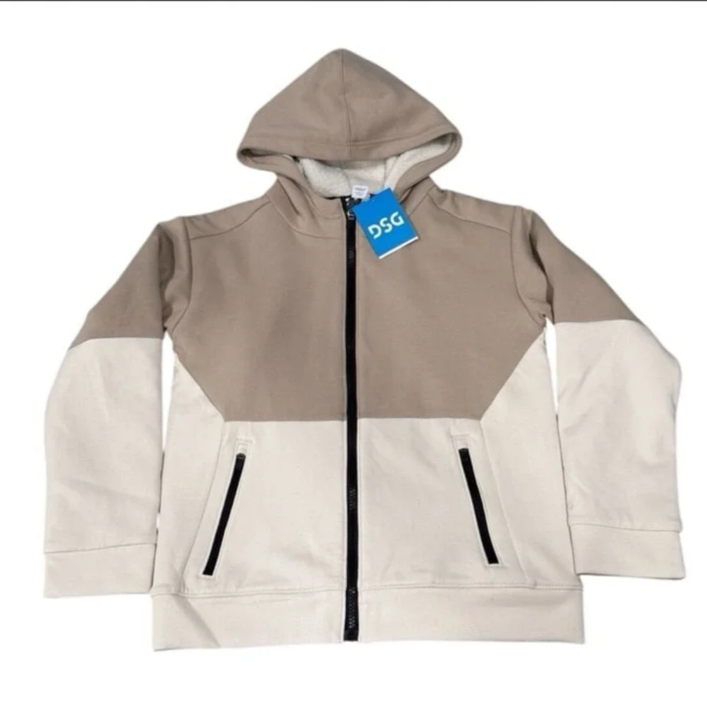 DSG Sport Fleece Sherpa Jacket‎ Large (14/16) Khaki/Light Sand NWT